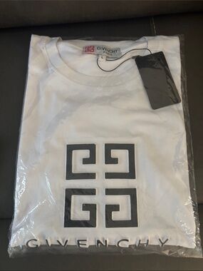 Givenchy White Short-Sleeve Tee with Black Logo
